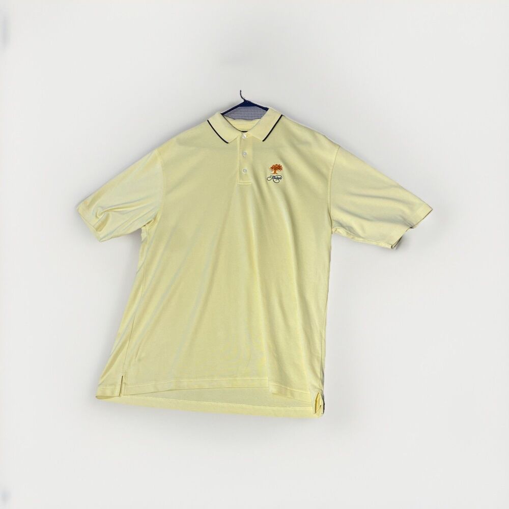 PGA Authentic Golf‎ Shirt Mens Large Kiawah Large Yellow Cotton Pit to Pit 22”